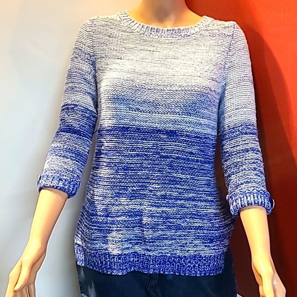 Choices Knitted Crew Blue Ombre Sweater